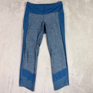 Lululemon Womens Training Tough Crop Leggings Poseidon Blue Mesh Size 4